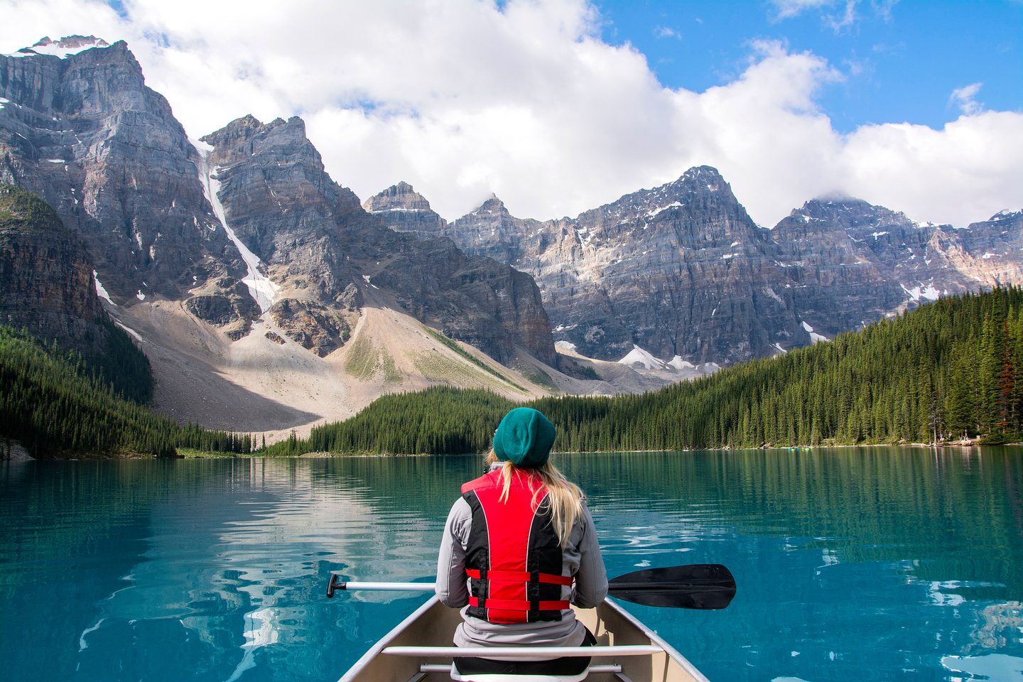 Person rowing on a Canadian Lake