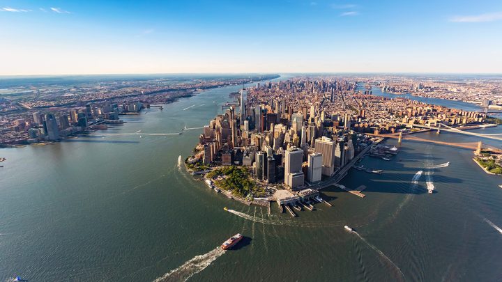 Aerial view of lower Manhattan, New York