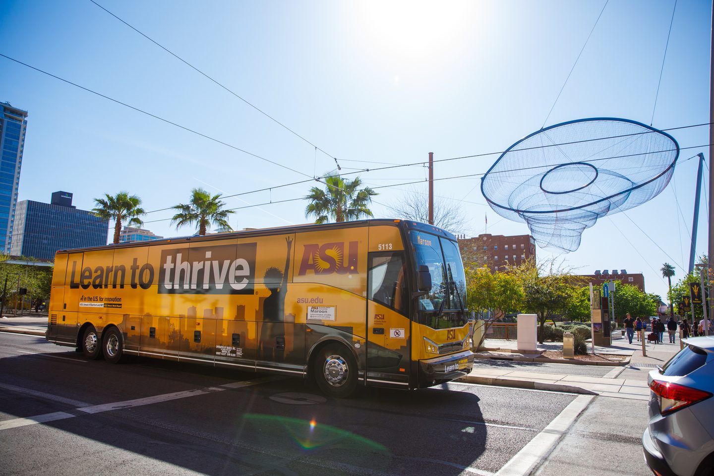 ASU bus on the road of Downtown campus