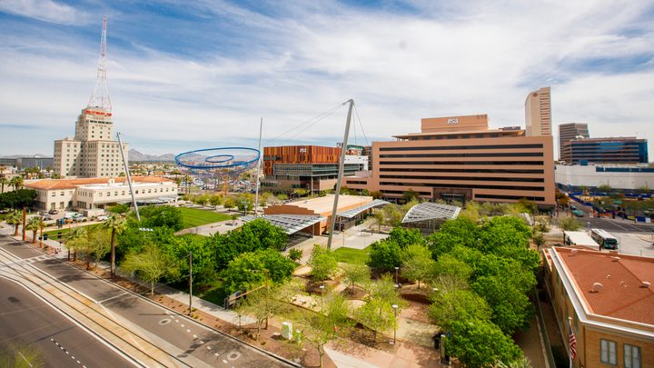 Aerial view of ASU downtown campus