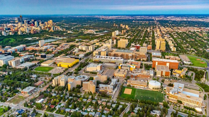 Aerial view of University of Alberta's North campus