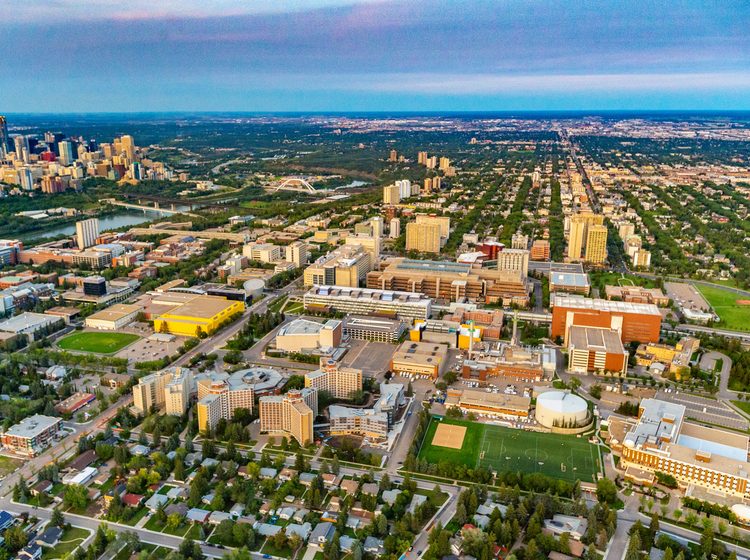 Aerial view of University of Alberta's North campus