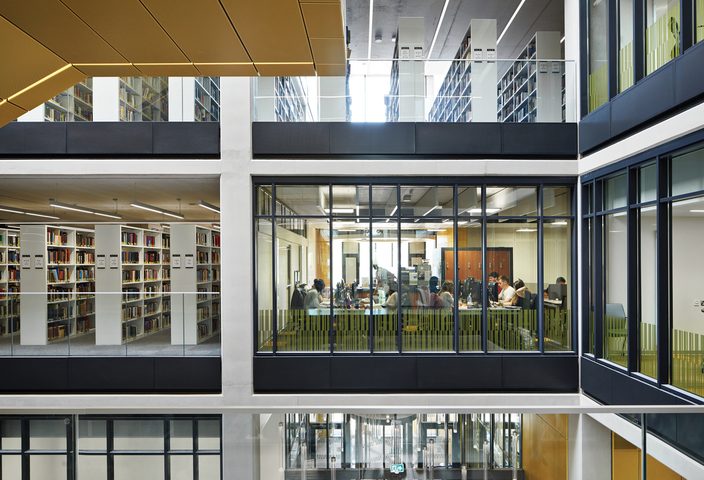 Students studying in a room at University of Birmingham