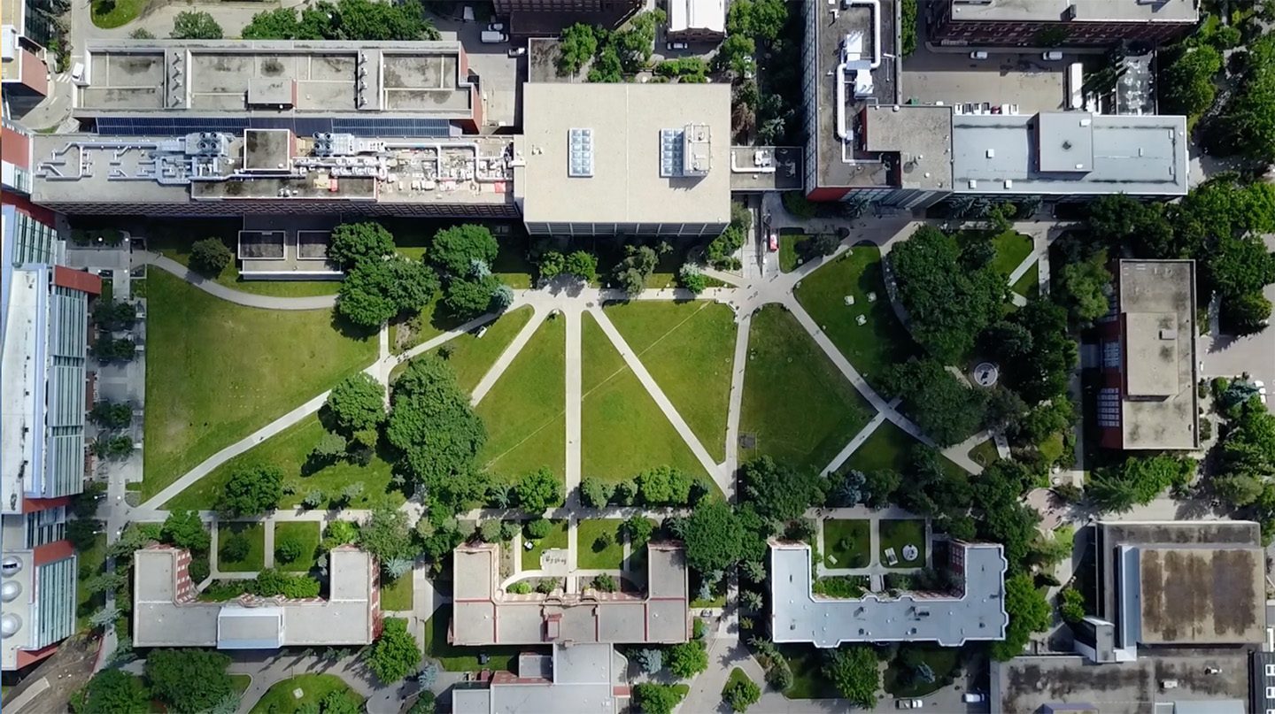 Aerial view of the University of Alberta campus