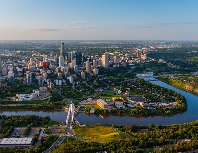 Aerial view of downtown Edmonton