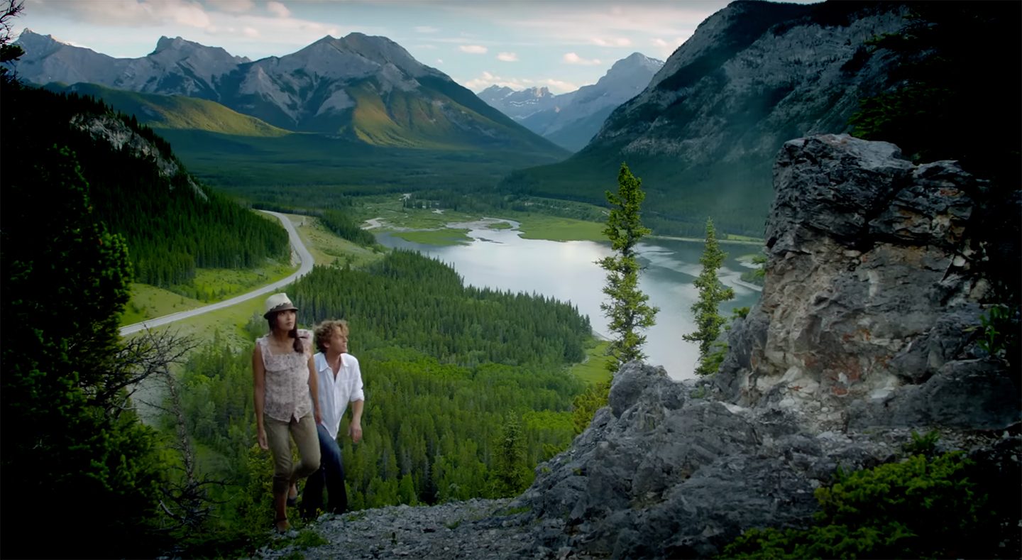 Canada mountain landscape that belongs to a promotional video for Alberta