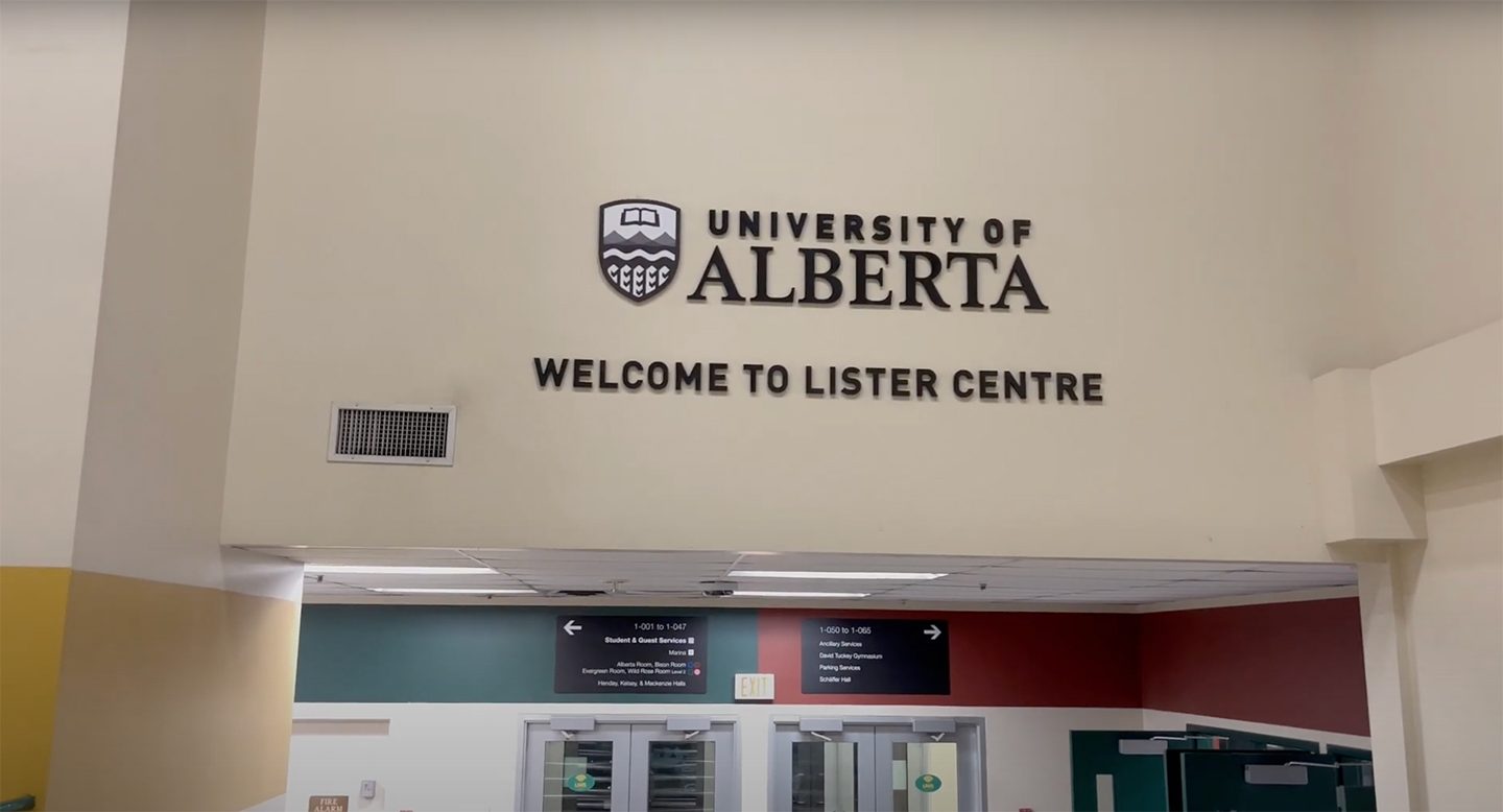 Signage in the Lister residence at the University of Alberta