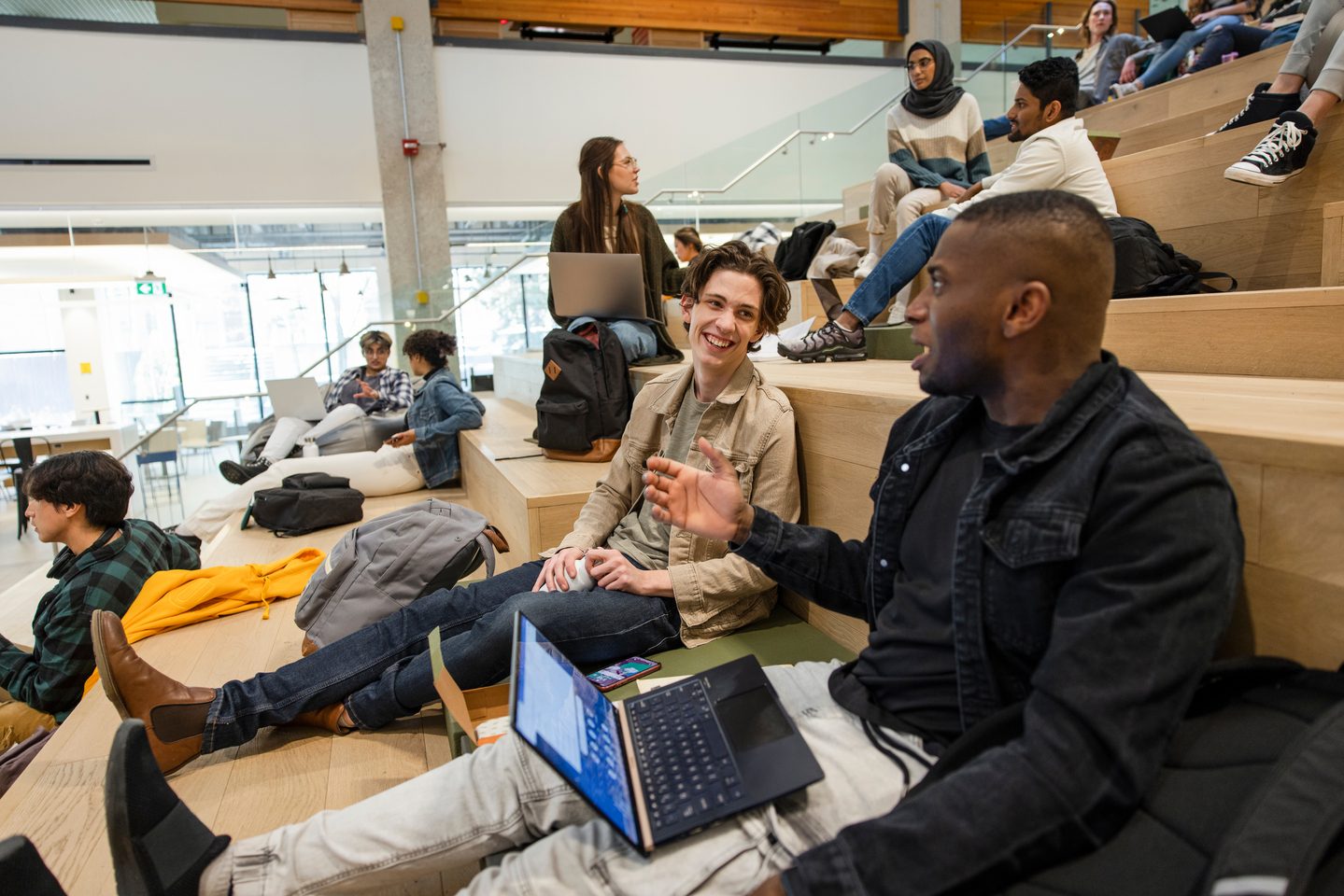 Students studying in the central academic building at the University of Alberta