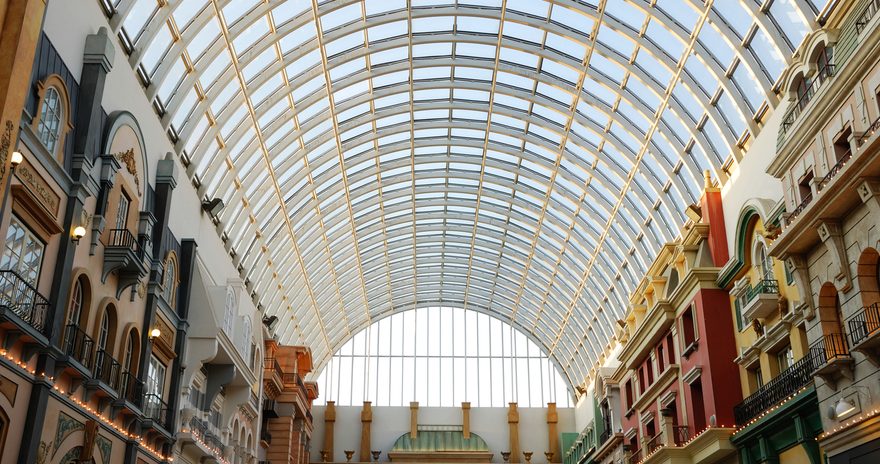 Glass roof in West Edmonton Mall