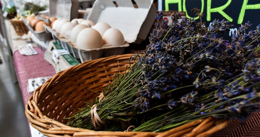 Bunch of lavender and other items at the farmer's market