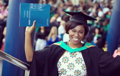 Muriel smiling at graduation